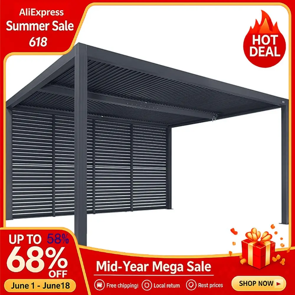 

Louvered Pergola Accessory 94AS Aluminum Louver Grille for Optimal Privacy, Sunlight Control Four Panels a Complete 13 Custom