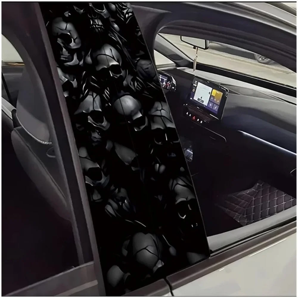 Halloween Car Decal Car Door Post Decals Skull Smooth Material Protection Film with Anti-Scratch Properties Spare Parts