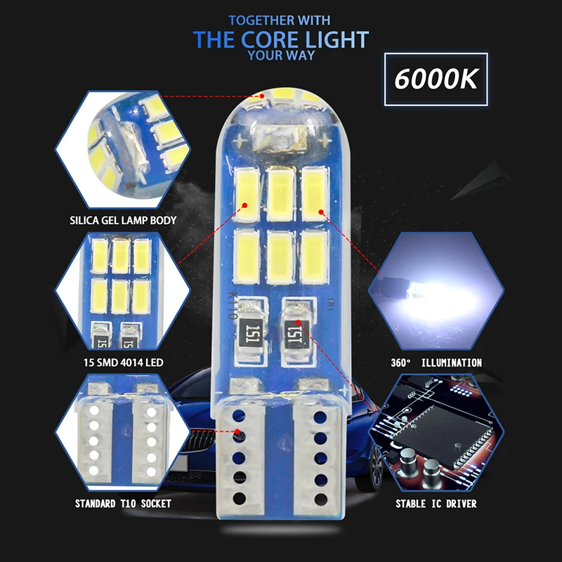 4pcs LED W5W T10 Car LED Canbus Signal Lamp Strobe Flashing Reversing Light License Plate Light Parking Light Reading Light