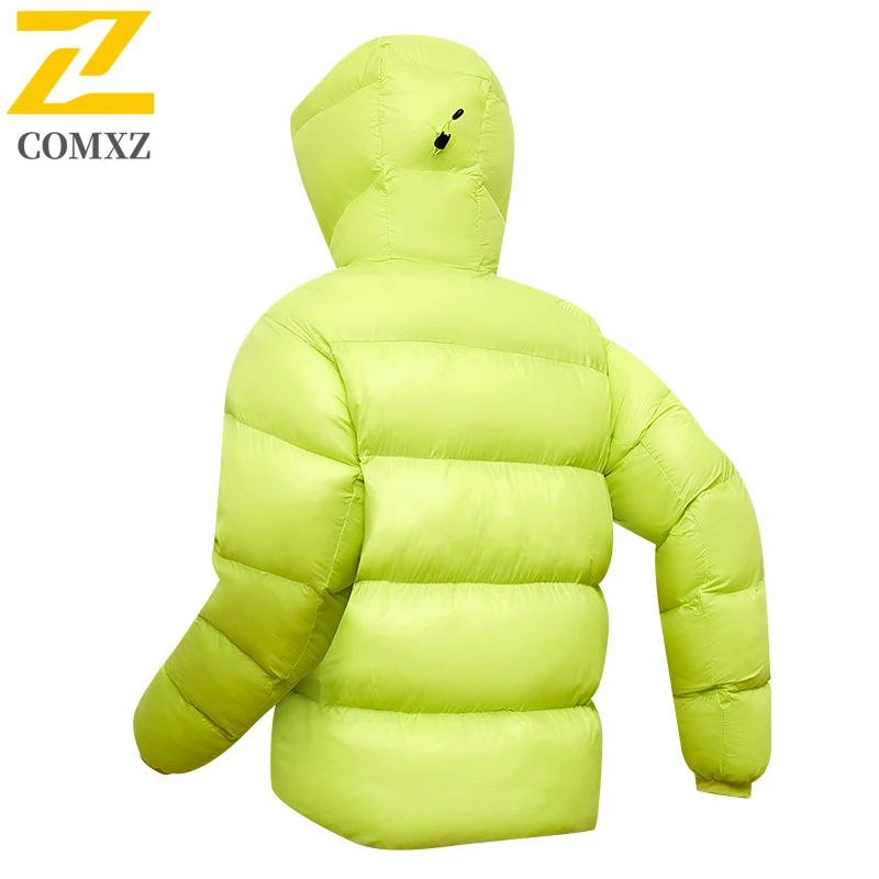 COMXZ Piumino invernale di lusso Uomo Donna Nuovo piumino caldo da sci con cappuccio Escursionismo sulla neve all'aperto Piumino d'anatra bianco antivento