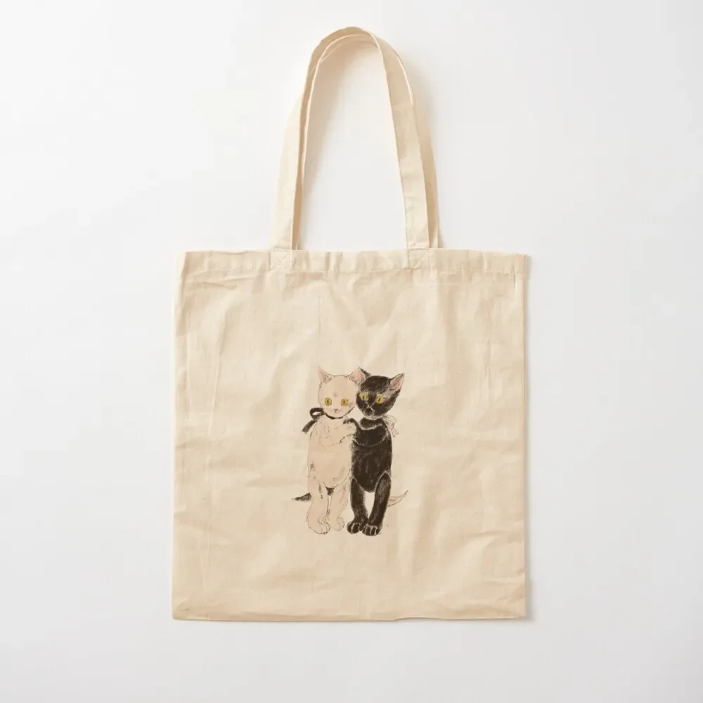 

Cute twin cats sticker Tote Bag Cloth bag bag luxury women