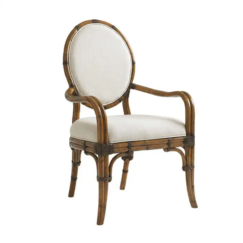 

American Country Nanyang Antique Solid Wood Rattan Dining Chair South East Asia Island Banquet Armrest Chair