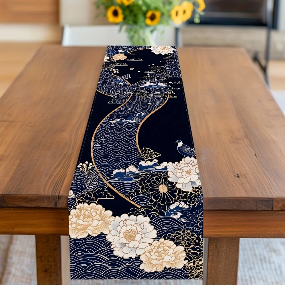 

1 Piece of Purple Rose and White Flower Table Runner, Suitable for Farmhouse, Indoor, Kitchen, Celebrations, Table Decoration, Restaurant and Banquet Decoration Supplies