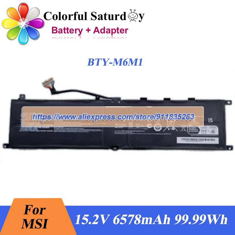 

Genuine BTY-M6M1 15.2V 6578mAh 99.99Wh Battery for MSI Stealth GS77 Laptop Battery