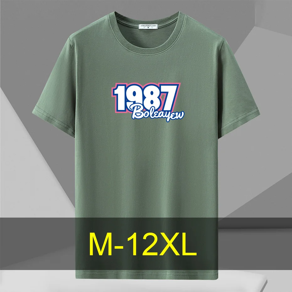 

10XL 12XL Plus Size T-shirt Men Summer Cotton T Shirt Print Short Sleeve Tshirt Fashion Casual Tops Tees Male Shirt Crewneck