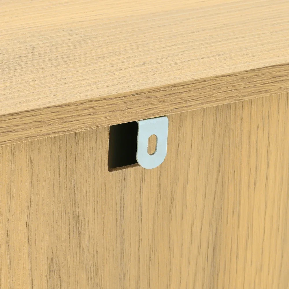 Modernes Sideboard mit vielseitigen Holzoptik-Schubladen, Regalen, Metallbeinen für die Aufbewahrung im Wohnzimmer – Detail 14