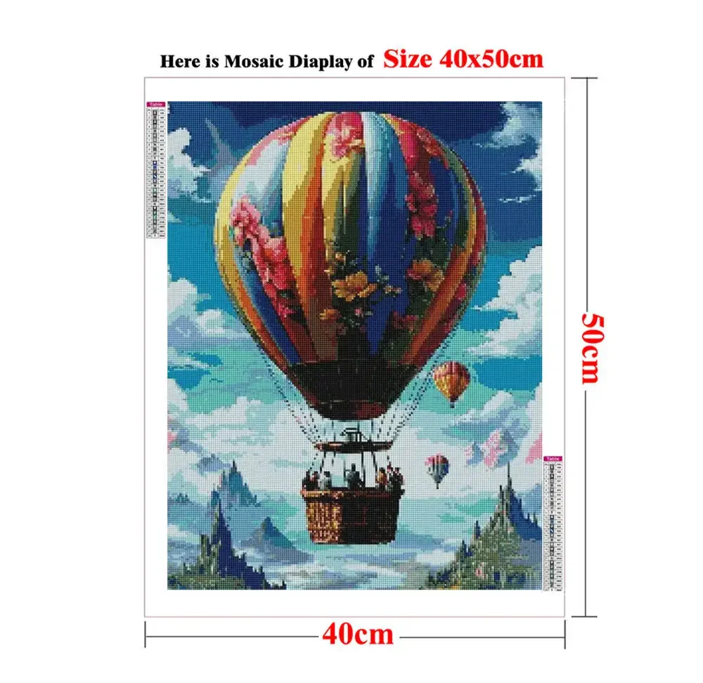 Diamond Art Painting Kits Hot Air Balloon Nursery Decor ,  Childrens Room Decor ,Vintage Travel Adventure Decorative Painting