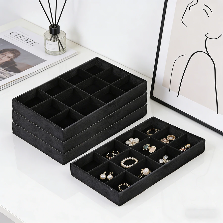 

Горячая новинка: Органайзер для украшений из бархата, лоток для хранения колец, браслетов, ожерелий, черный, 4 шт.