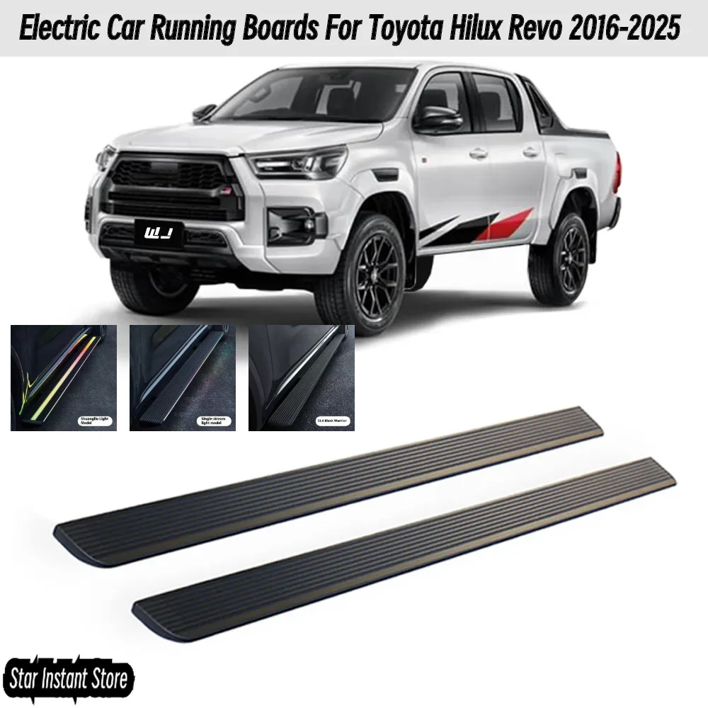 

Electric Retractable Side Steps for 2016-2025 Toyota Hilux Revo, Aluminum Running Boards