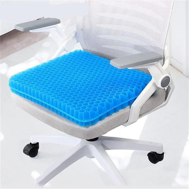 Summer Breathable Gel Seat Cushion For Pressure Relief Back Tailbone Pain - Home Office Wheelchair Chair Cars Honeycomb Design