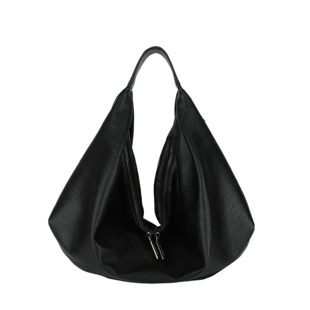 

Casual PU Dumpling Bag Retro Soft Versatile Commuting Handbag Polyester Japanese Style Large Capacity Underarm Bag Work