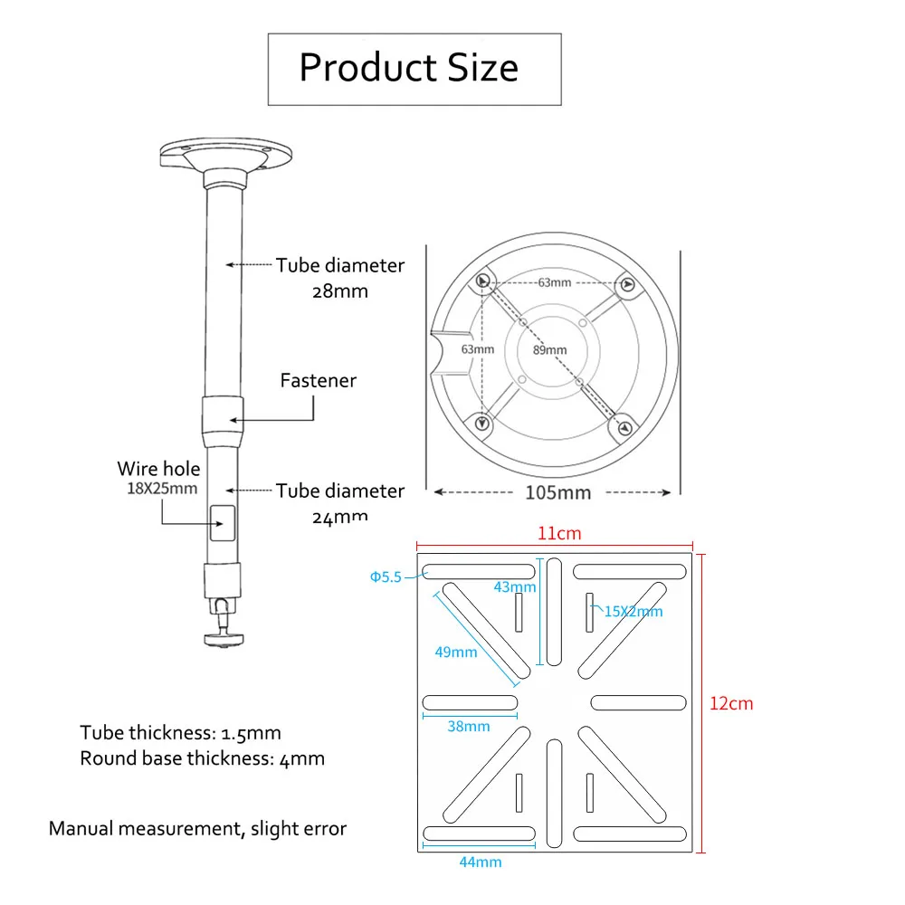 Vertical Hanging PTZ Dome Camera Ceiling Mounting Bracket 20-40cm/30-60cm/40-80cm/60-120cm Security Camera Telescopic Support