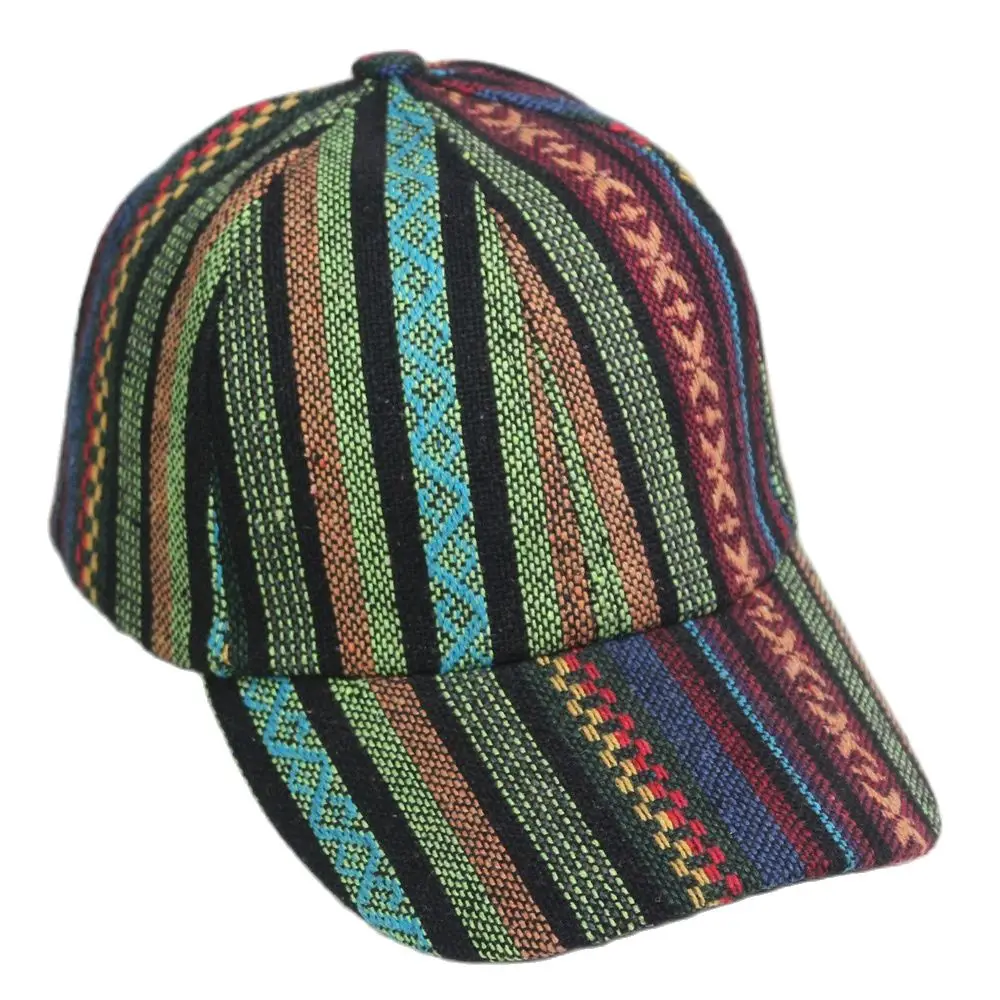 Women\'s Colorful Fashion Boho Hippie Hat Men\'s Retro Baseball Cap Striped Geometric Pattern