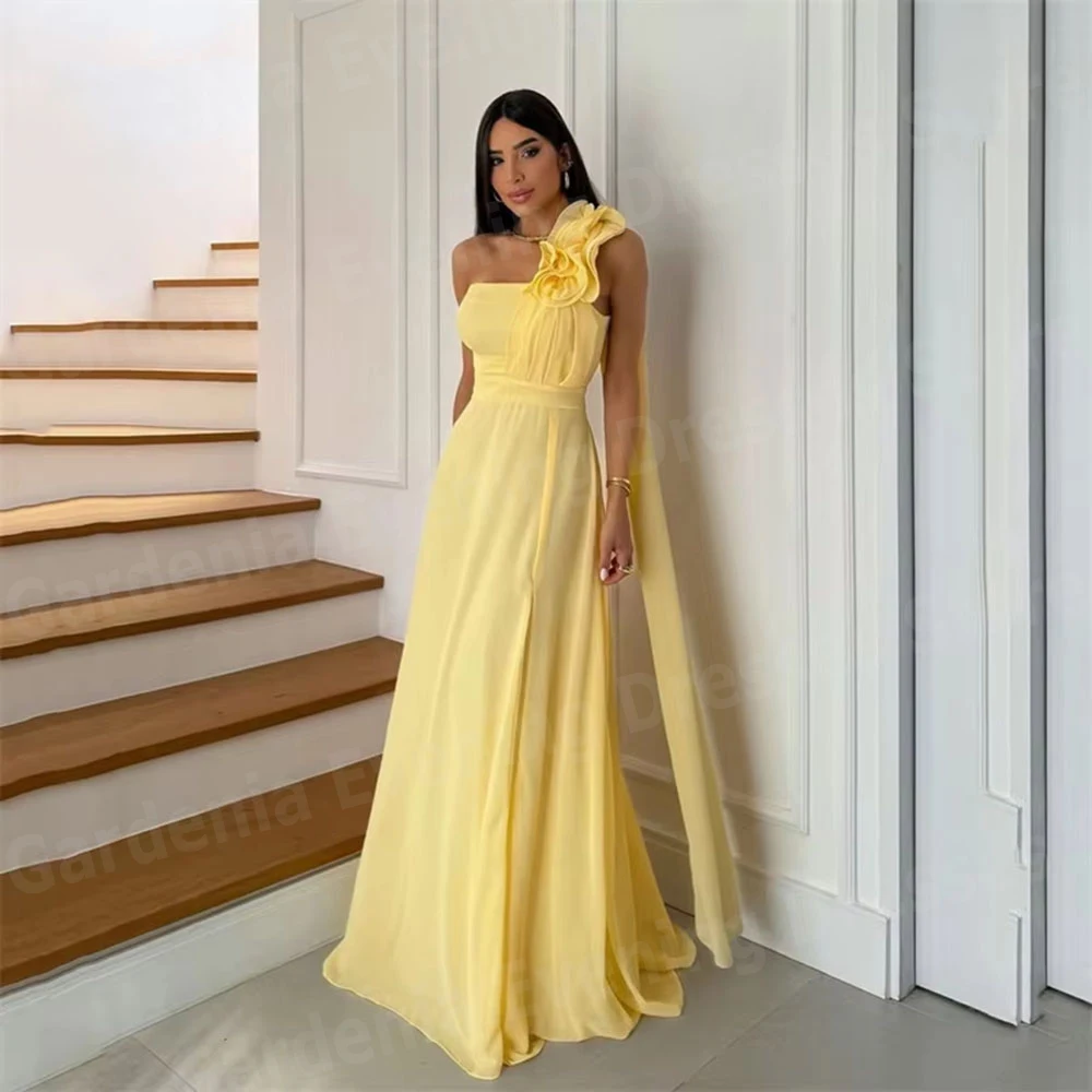 Anmutige A-Linien-Abendkleider für Damen, einschultrige, ärmellose Ballkleider, Vestidos Para Mujer, maßgeschneiderte Party-Robe De Soirée