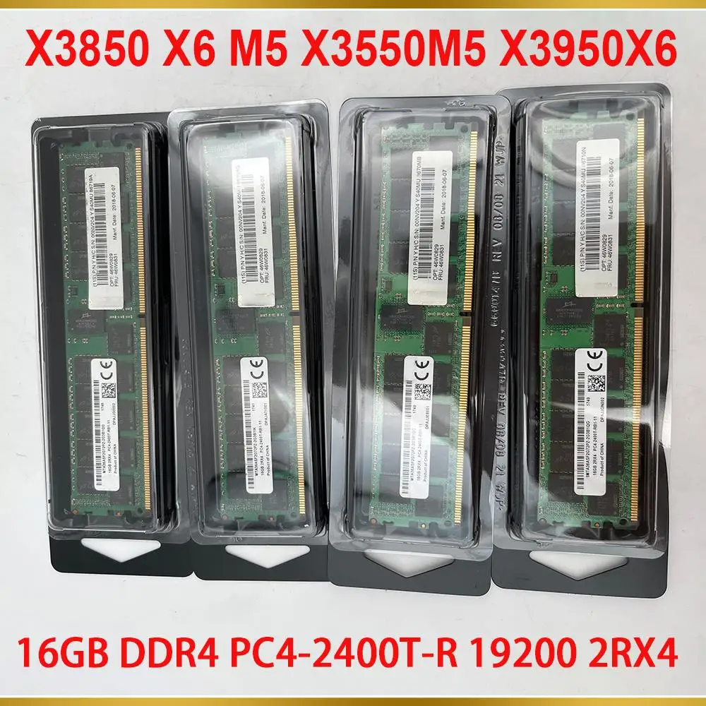 1PCS Server Memory For IBM RAM X3850 X6 M5 X3550M5 X3950X6 46W0829 46W0831 00NV204 16GB DDR4 PC4-2400T-R 19200 2RX4 ECC REG 