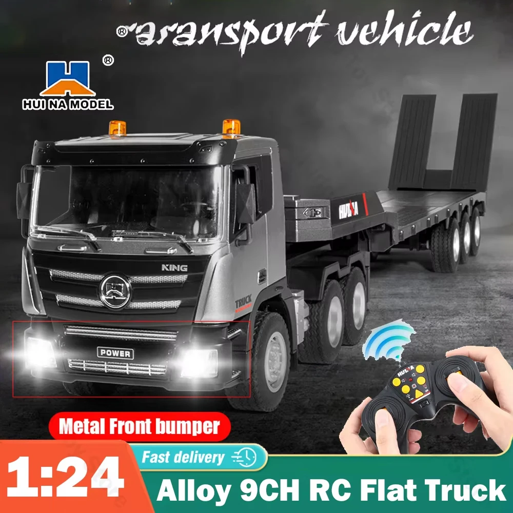 1:24 Huina RC Flat Truck Model 9Channels Alloy Engineer Vehicle 2.4G Remote Control Car Radio Controlled Trailer Christmas Gifts