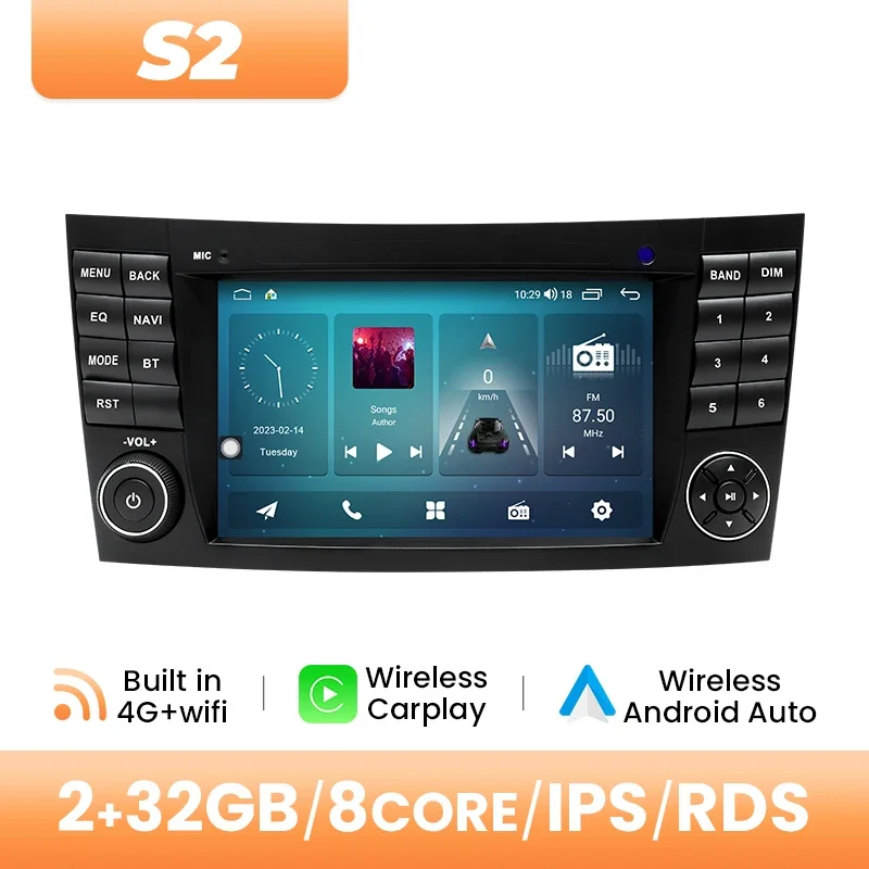 AI Voice Draadloze Carplay Android 14 Autoradio Speler Voor Mercedes Benz E-klasse W211 E200 E220 E300 E350 E240 E270 E280 CLS CLAS