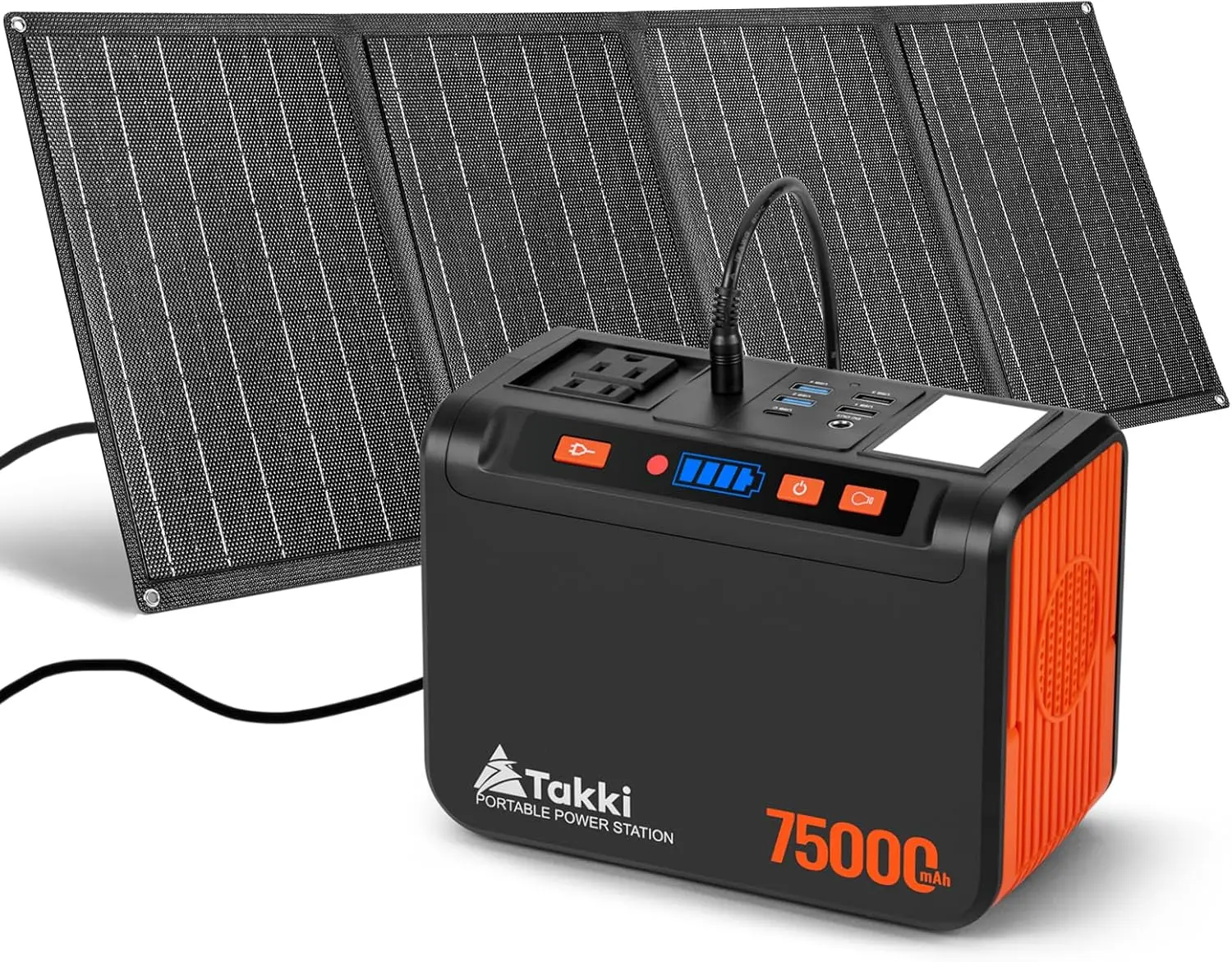 Takki Solar Generator 277Wh Portable Power Station With Solar Panels 40W Included 450W Peak 110V Pure Sine Wave Ac Outlet Dc