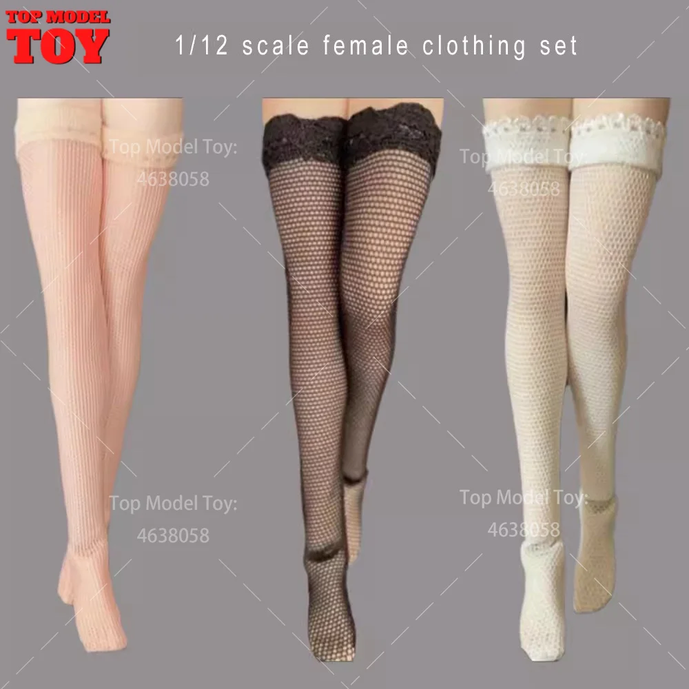 1/12 Scale High Lace Long Tube Ankle Stockings Clothes Accessories Model for 6'' PH TBL Female Soldier Action Figure Body Dolls