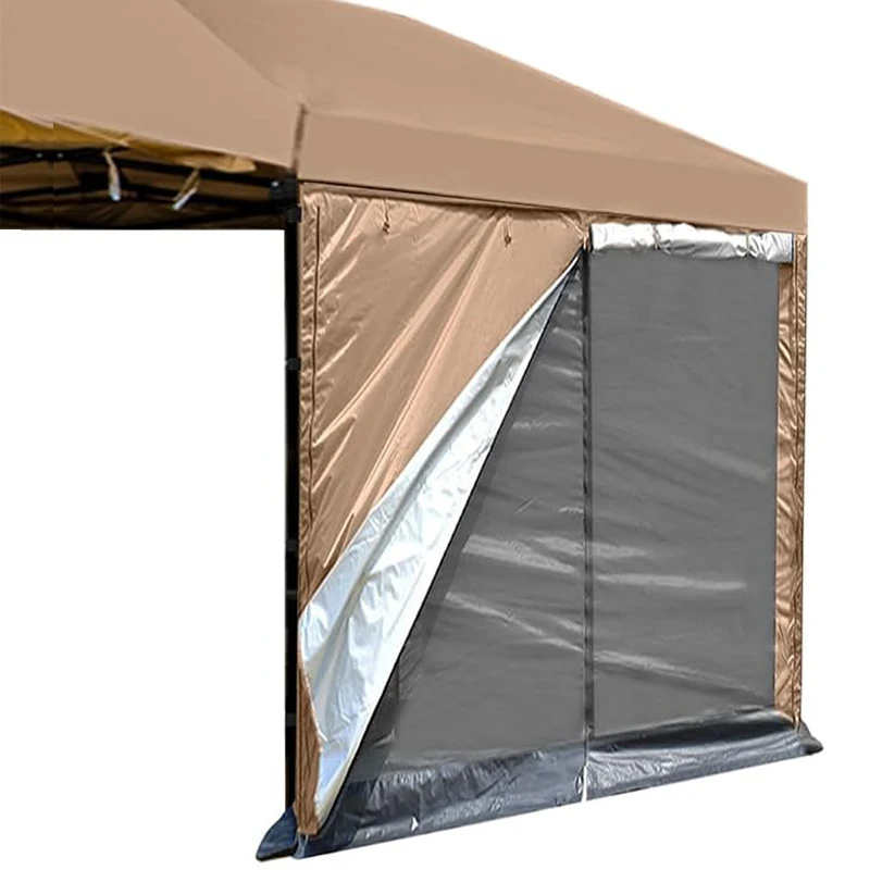 10 x 10 Überdachungszelt, doppellagige Seitenwände mit Reißverschluss, Pavillon, Sonnenschutz, Netz, Seitenwand, Sonnenschutz, wasserdicht – Detail 1