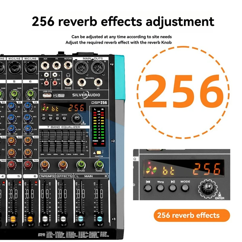 Профессиональный аудиомикшер GAX-PA6, канальная звуковая плата, консоль, микшерный стол, интерфейс системы, встроенный 256, эффект реверберации, вилка европейского стандарта