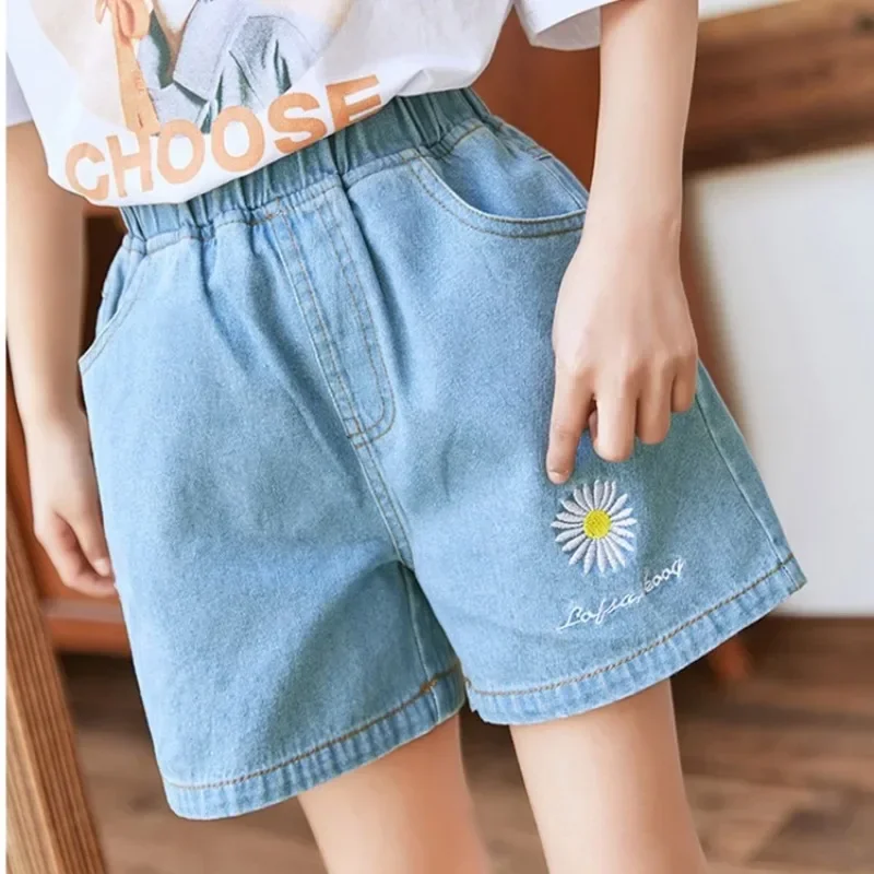 Summer Fashion Kid Girl Denim Shorts Thin Section 3-10Y Girl Embroidery Shorts