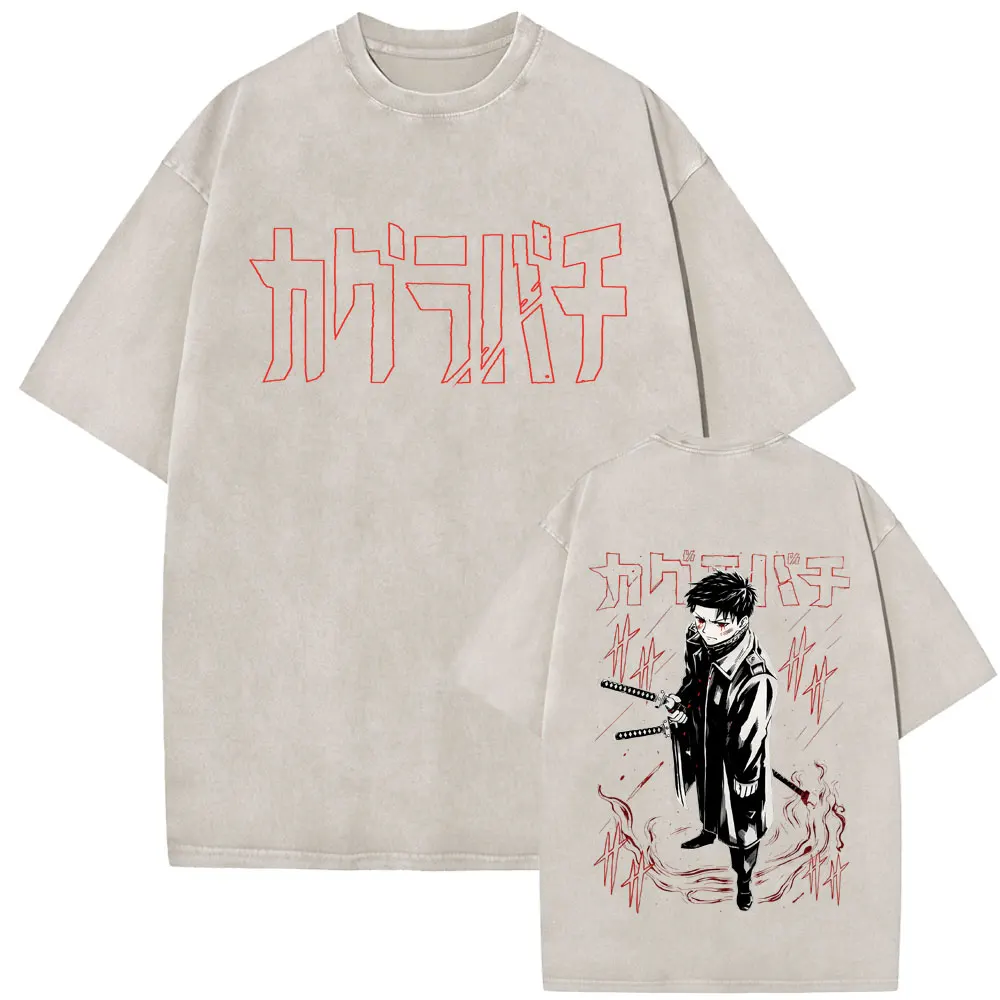 

Washed Vintage Anime Kagurabachi Graphic T Shirt Rokuhira Chihiro Print T-shirt Fans Gift Men Women Fashion Manga Trend T Shirts