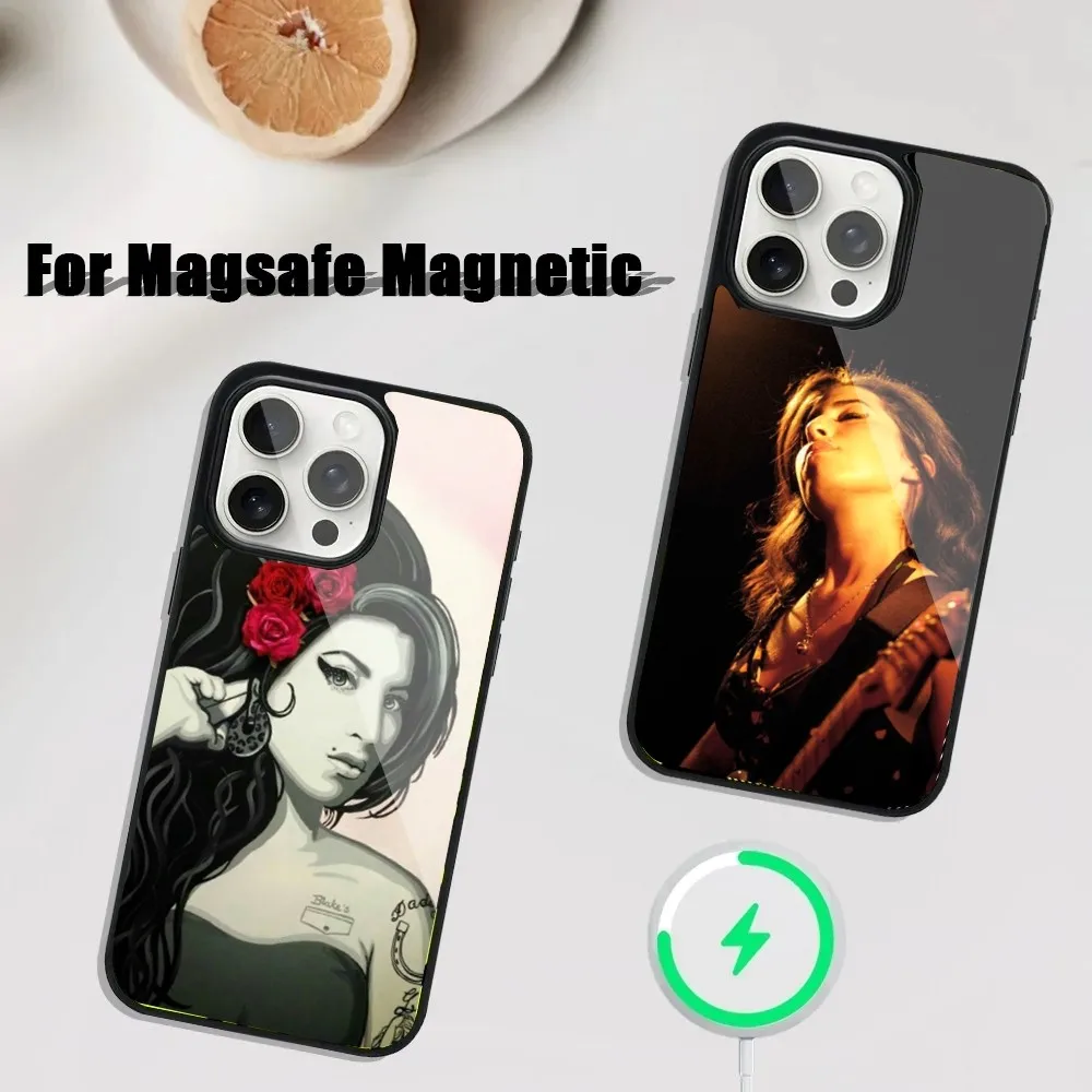 Singer Amy Winehouse Phone Case For iPhone 16,15,14,13,12,11,Plus,Pro,Max Mini Magsafe Magnetic Wireless Charging