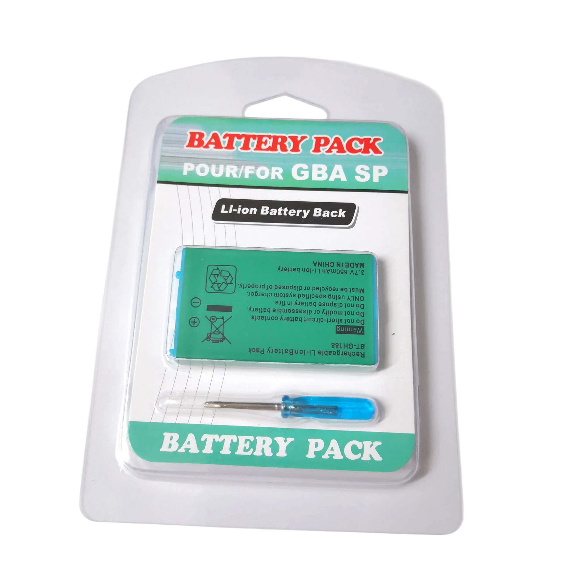850mAh Rechargeable Li-ion Battery Pack For Nintendo GBA SP Gameboy Advance SP Replacement Batteries with Screwdriver