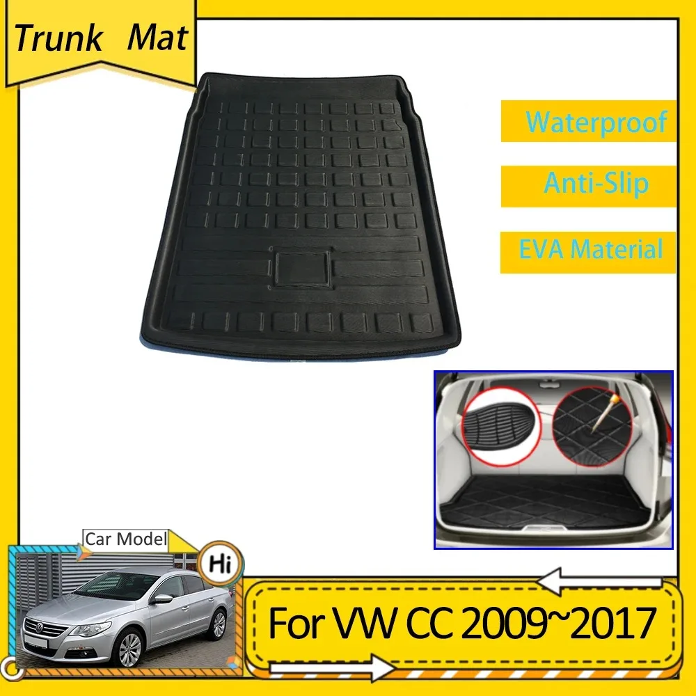 Car Trunk Mat For Volkswagen VW CC Passat 2009~2017 Waterproof Anti-slip Rear Boot Liner Storage Pad Carpet Accessories