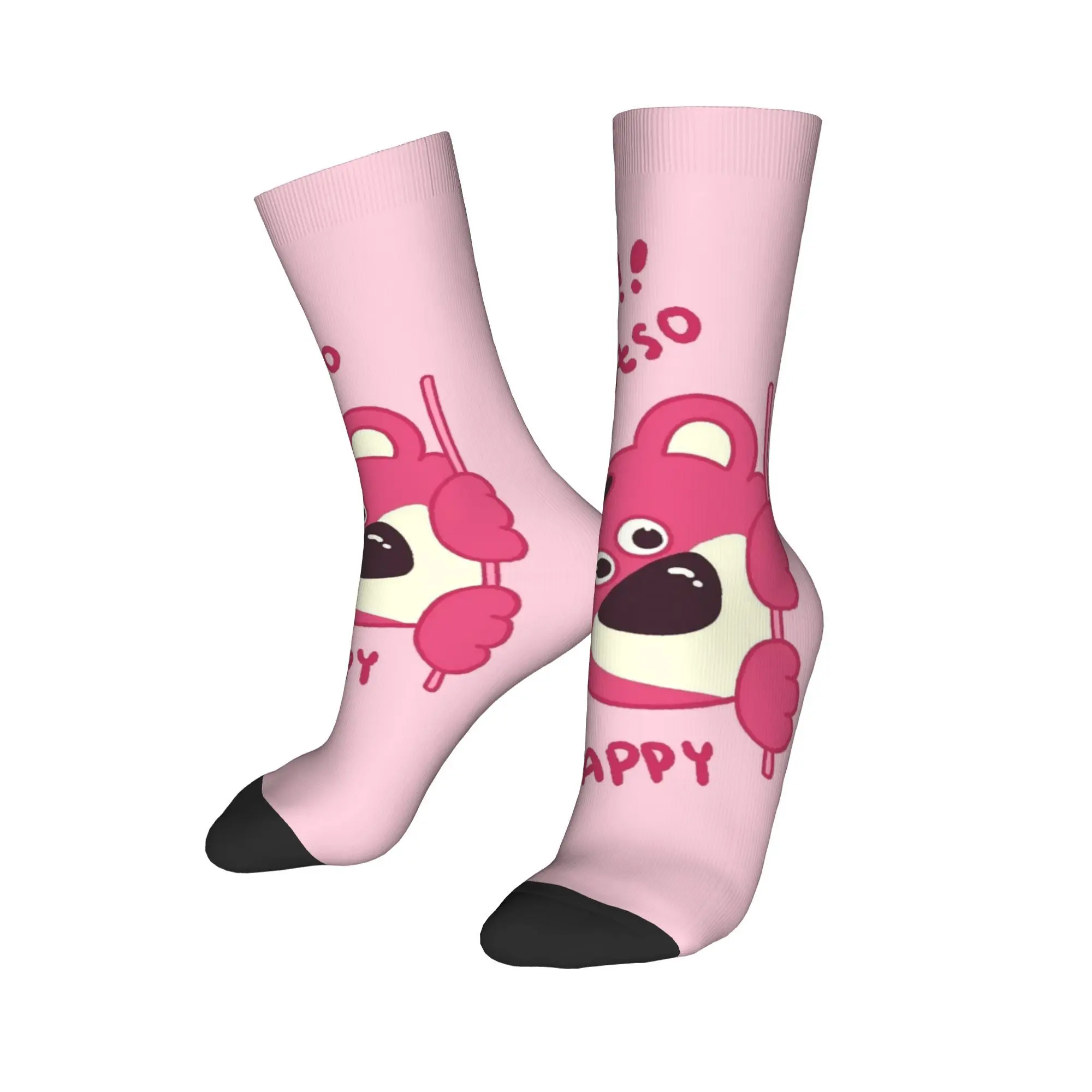 Custom Cool Men's Cute Strawberry Bear Dress Socks Unisex Comfortable Warm 3D Print  Crew Socks