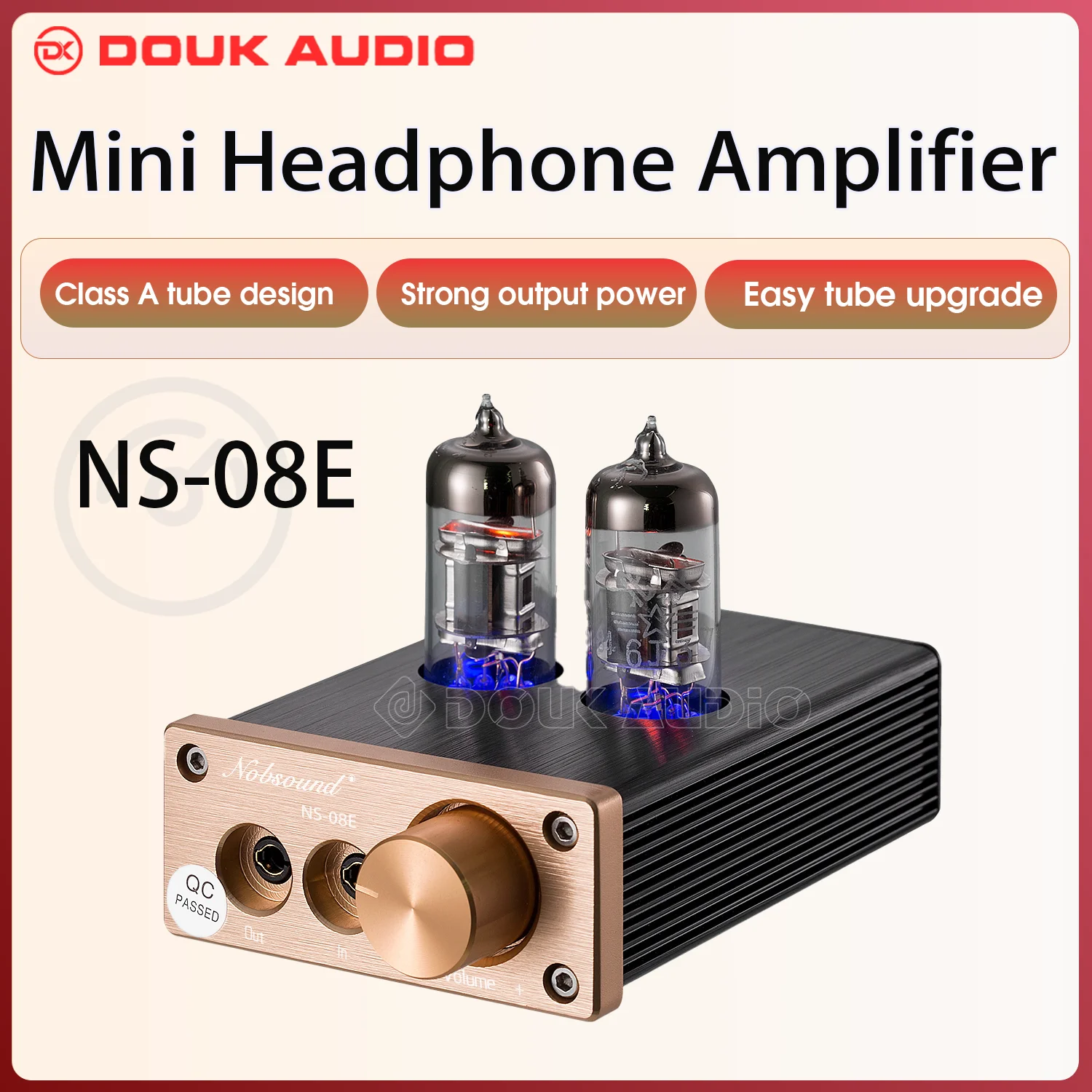 Douk Audio NS-08E Mini amplificador de auriculares de tubo de vacío, el mejor preamplificador de Audio estéreo, amplificador de Audio de escritorio para el hogar HiFi