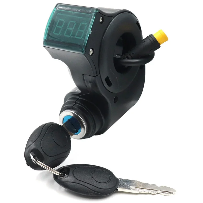 

A026-E-Bike Lgnition Lock Key Thumb Throttle Voltmeter Digital Voltage Display Switch 3Pin For KUGOO M4 Xiaomi M365 Universal