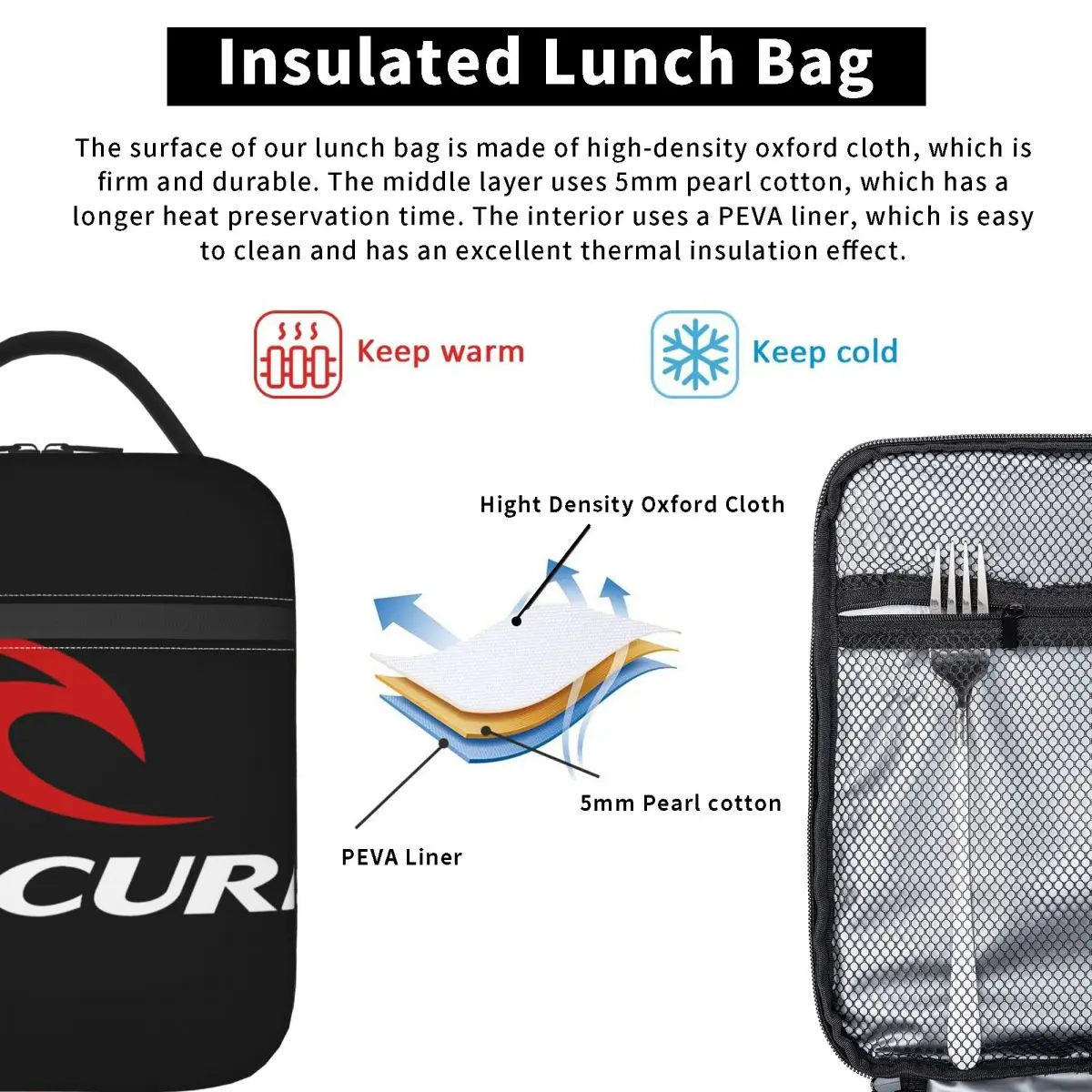 Sac à lunch isotherme Rip Curl, fourre-tout alimentaire, sac à main