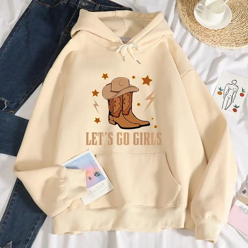 

Fashion Womens Hoodies Let'S Go Girls Printing Pullovers Comfortable Warm Fleece Pocket Sweatshirts Autumn Winter Streetwear