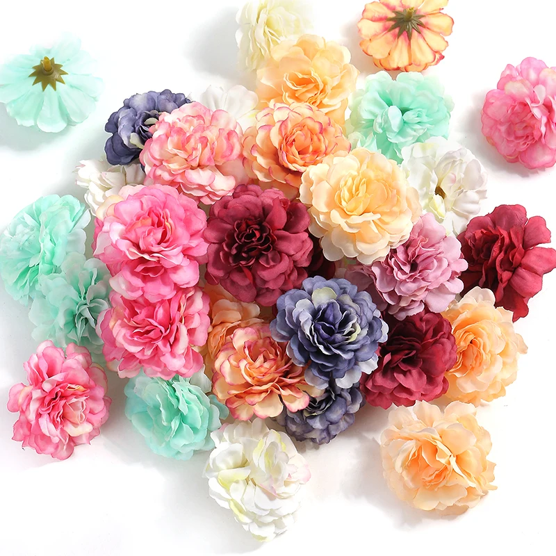 10/20PCs Rose Artificial Flowers 4.5cm Fake Flower Head for Wedding Marriage Decoration Home Decor Craft Garland Gift Accessory