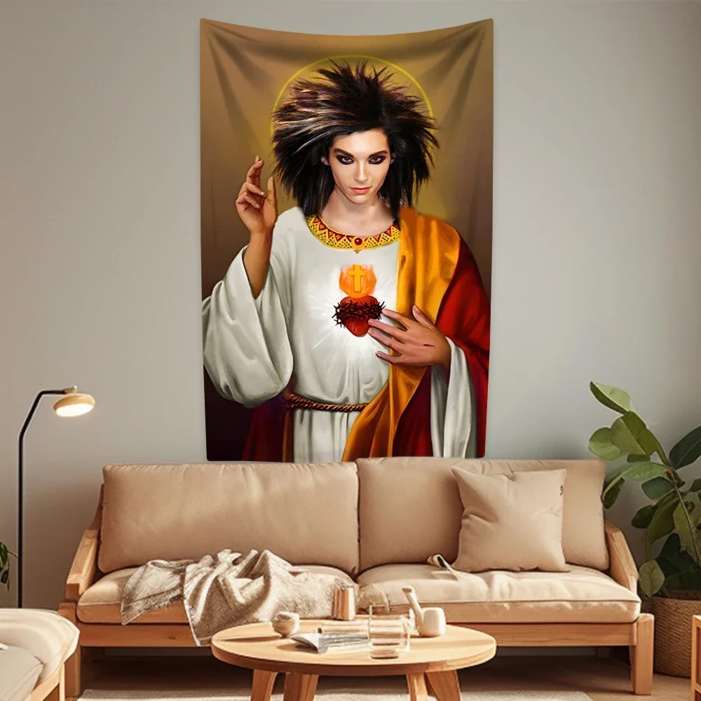 مغني الروك يسوع توم بيل كوليتز نسيج طوكيو فندق مضحك ديكور المنزل الجدار الشنق تغطي غرفة نوم عنبر الخلفية #3