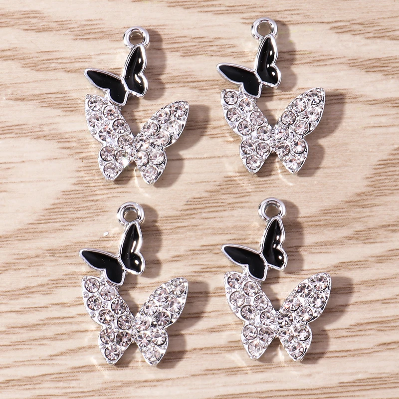 Tusember 10Pcs Exquisite Crystal Butterfly Charms For Pendant Necklaces Earring Keychain Handmade Craft DIY Supply