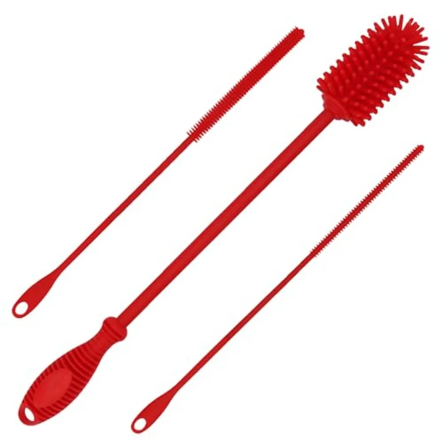 

Silicone Bottle Brush with 2 Straw Cleaners - 12.5" Water Bottle Cleaner Brush for Yeti, Hydro Flask, Owala, Stanley, Baby Bott