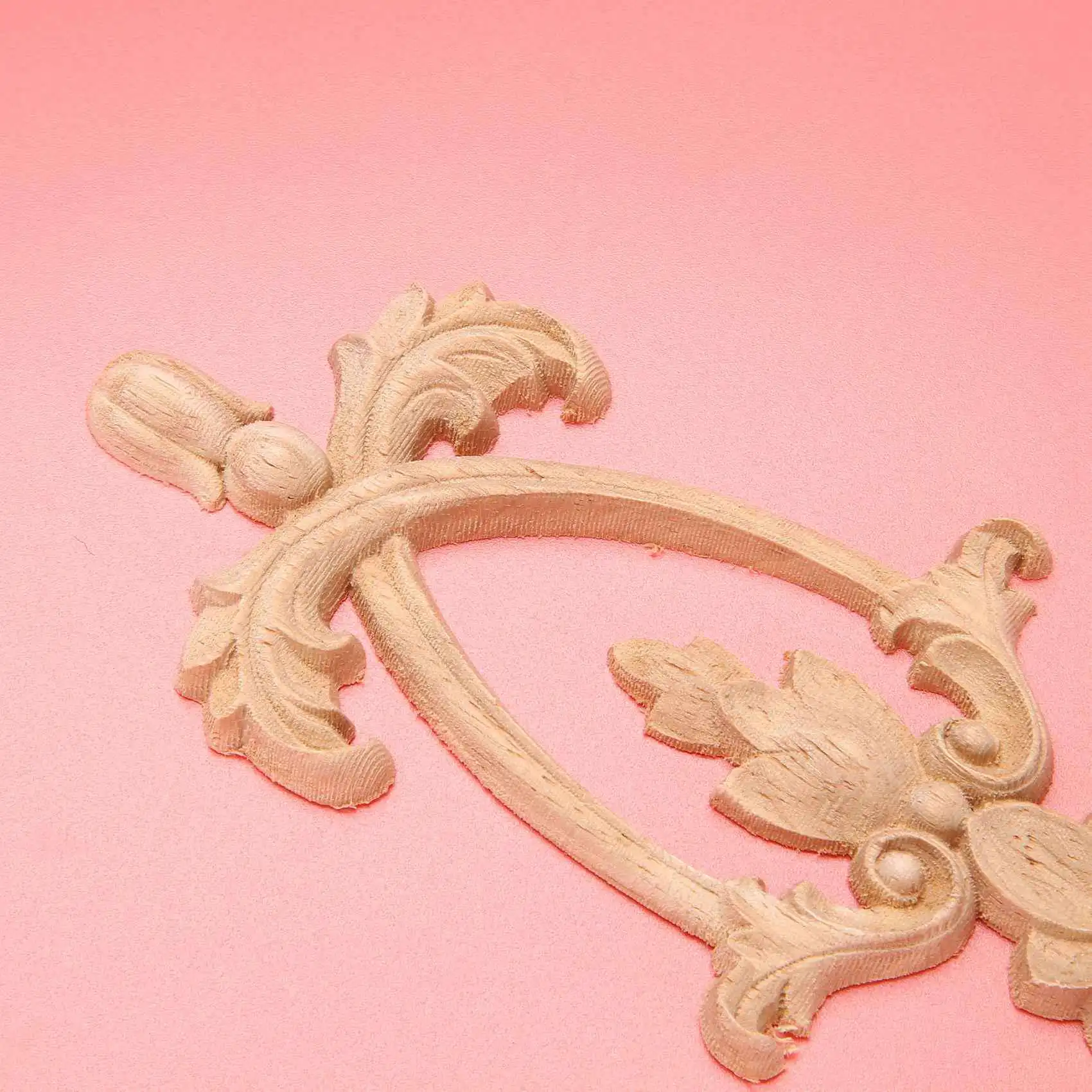 AT29-10X Rubber Wood Carved Applique Vintage Furniture Craft Decor 3