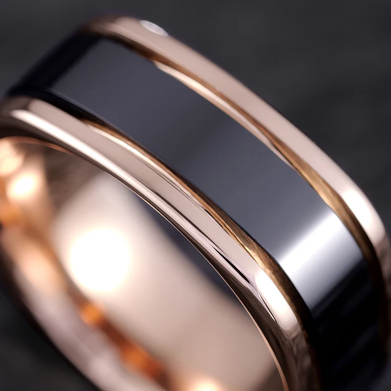 Rings for Men Women Couple for Wedding Tungsten 8mm Width Rose Gold Fine Jewelry, Comfort Fit, Customized
