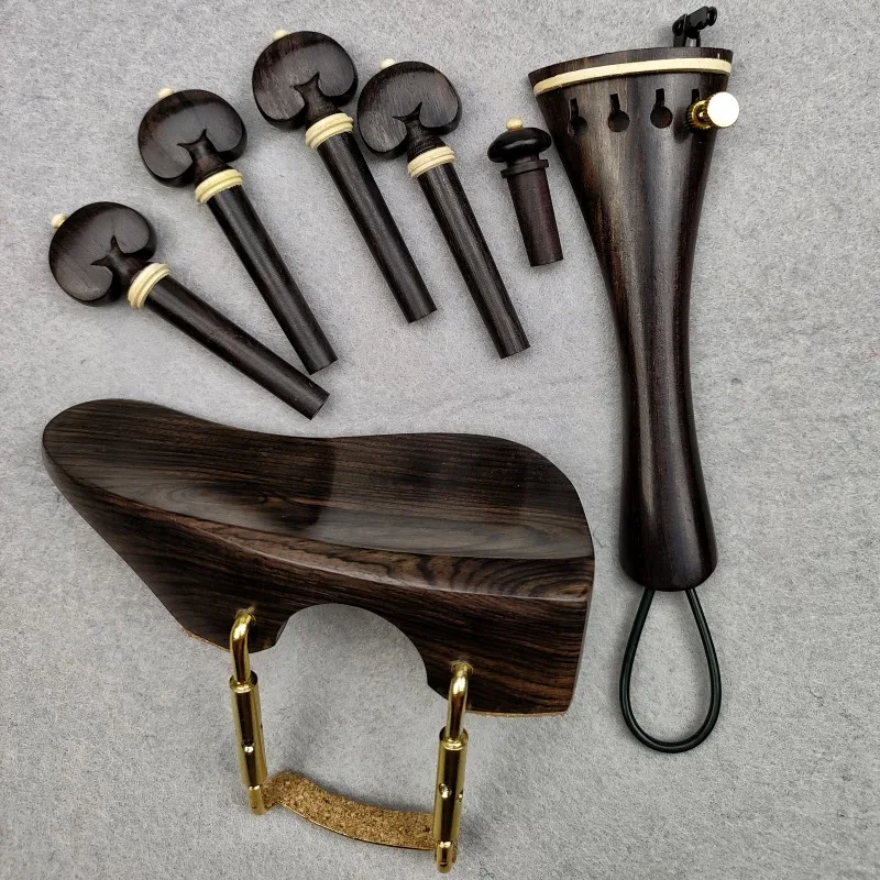 1 Set Baroque Violin Fittings Parts,4/4 Size Chin Rest Brecket Tailpiece Gut Pegs Endpin Cork,Fiddle Violin Accessory