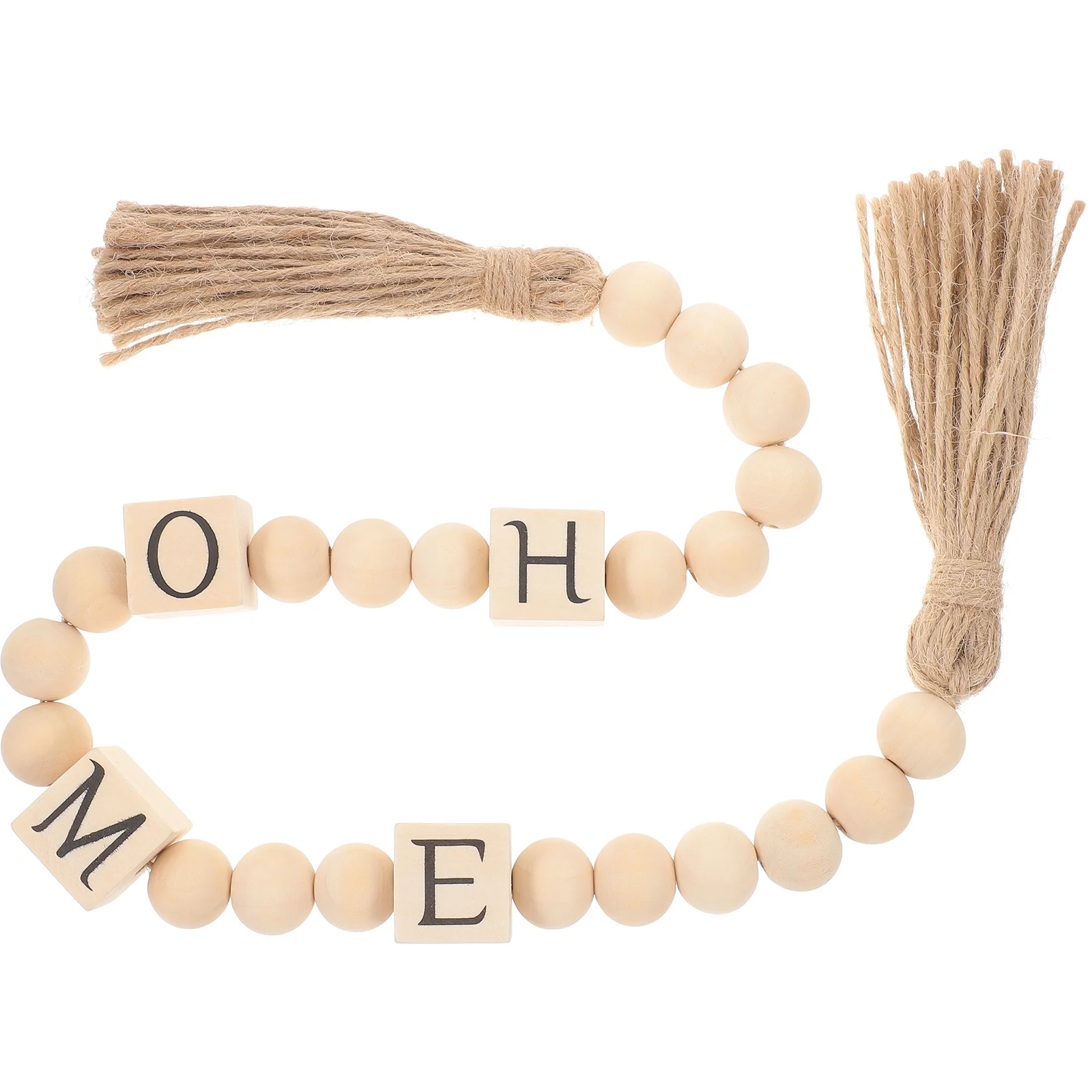 

Wooden Bead Garland With Tassels Rustic Farmhouse Home Decor Wall Hanging For Kitchen Coffee Bar Beaded Garland Decoration
