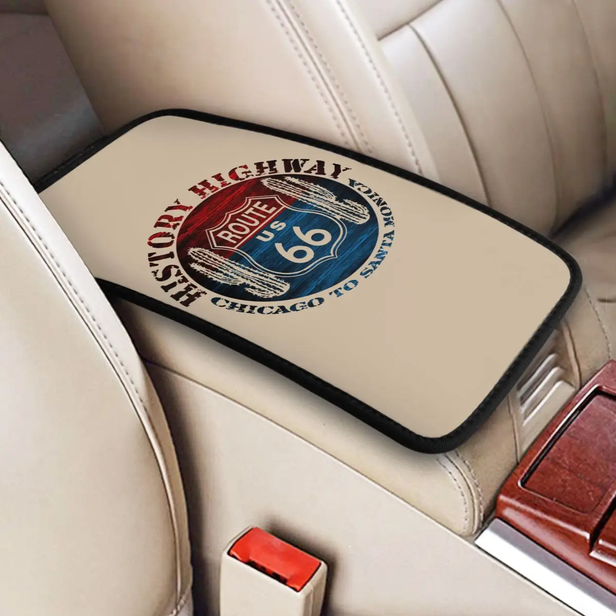 

Пользовательский Route 66 America Road винтажный дорожный автомобильный подлокотник Чехол коврик центр консольная панель защитная подушка автомобильные аксессуары