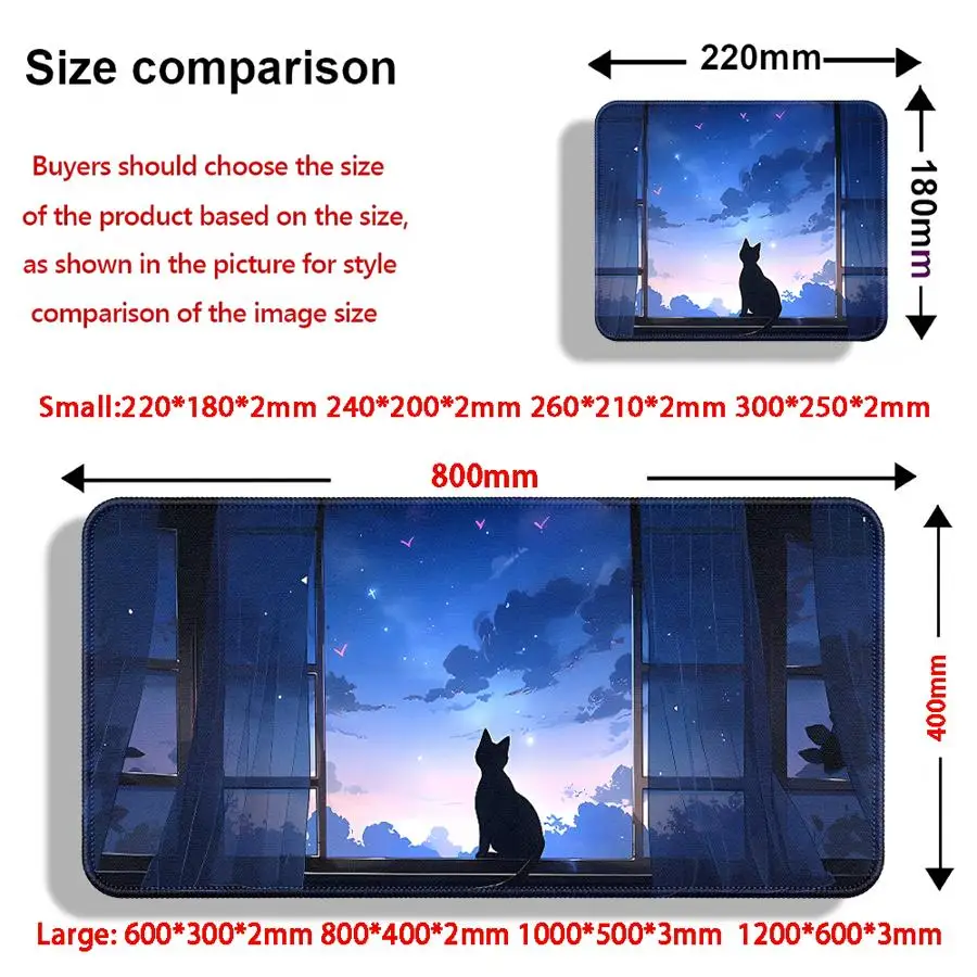 rubber Mouse Pad Keyboard Mouse Pad Computer Laptop Pad Desk accessories office Pad Game Console Pad Cat Silhouette Starry