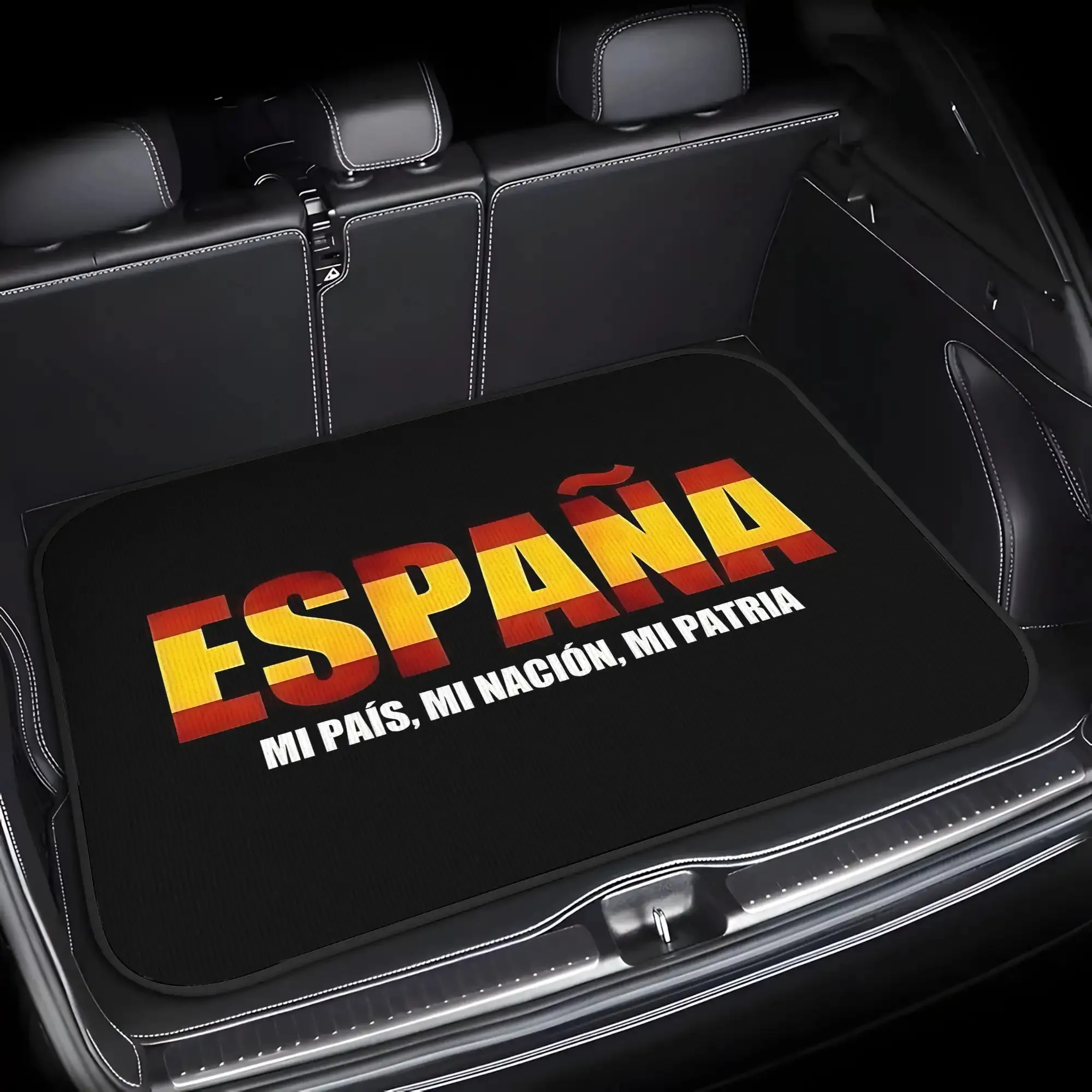 1pc Of Car Trunk Mat Inspired By Spain - Bright Yellow And Red Design Featuring 
