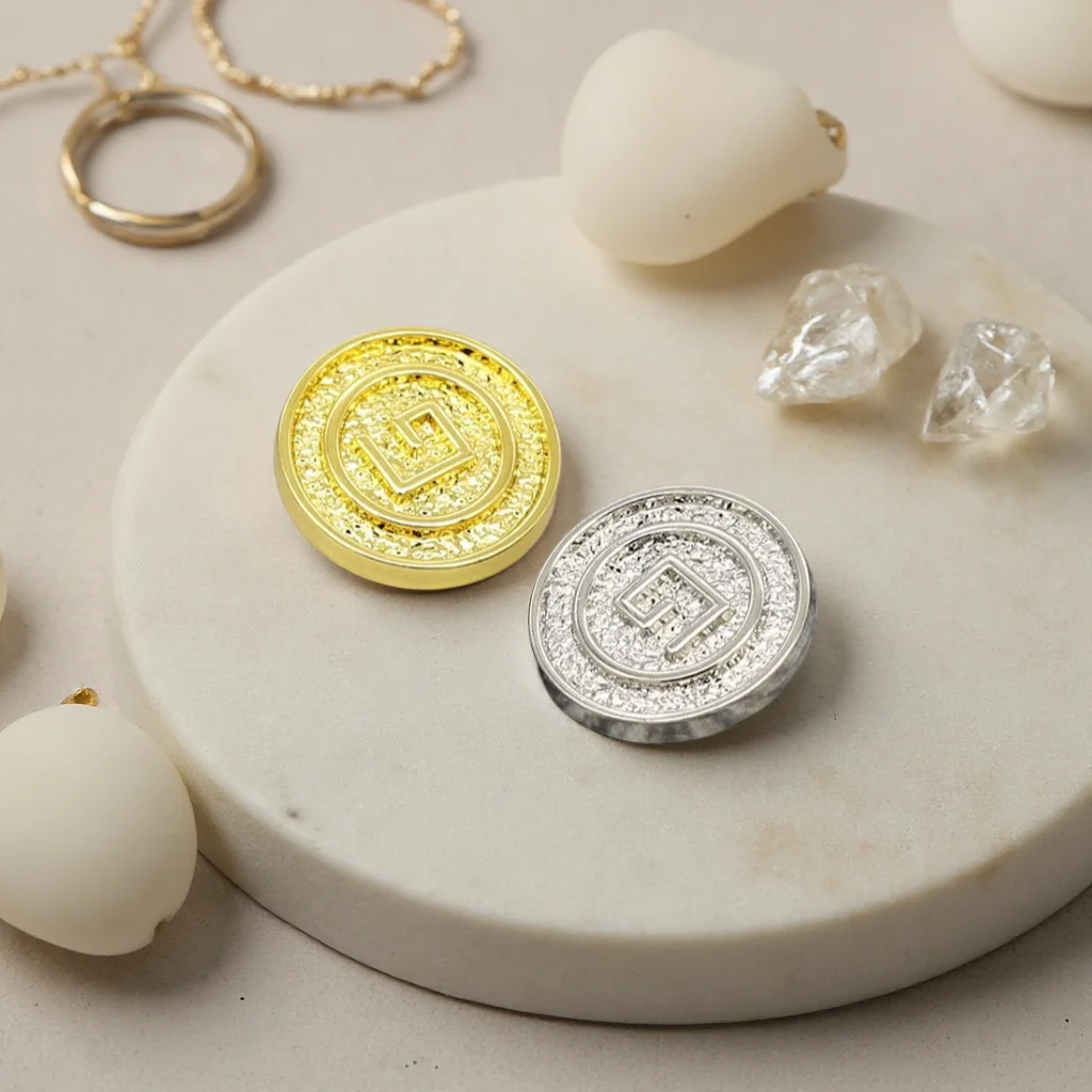 6Pcs Round Gold Met…