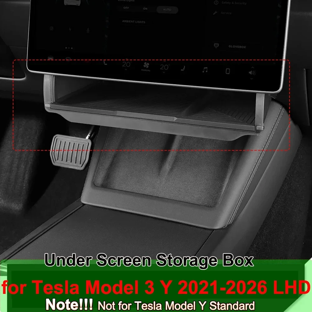 Für Tesla Model Y Juniper 2026 Model 3 Highland 2025 Versteckte Aufbewahrungsbox unter dem Bildschirm, hinter dem Bildschirm, Mittelkonsolen-Organizer. – Detail 1