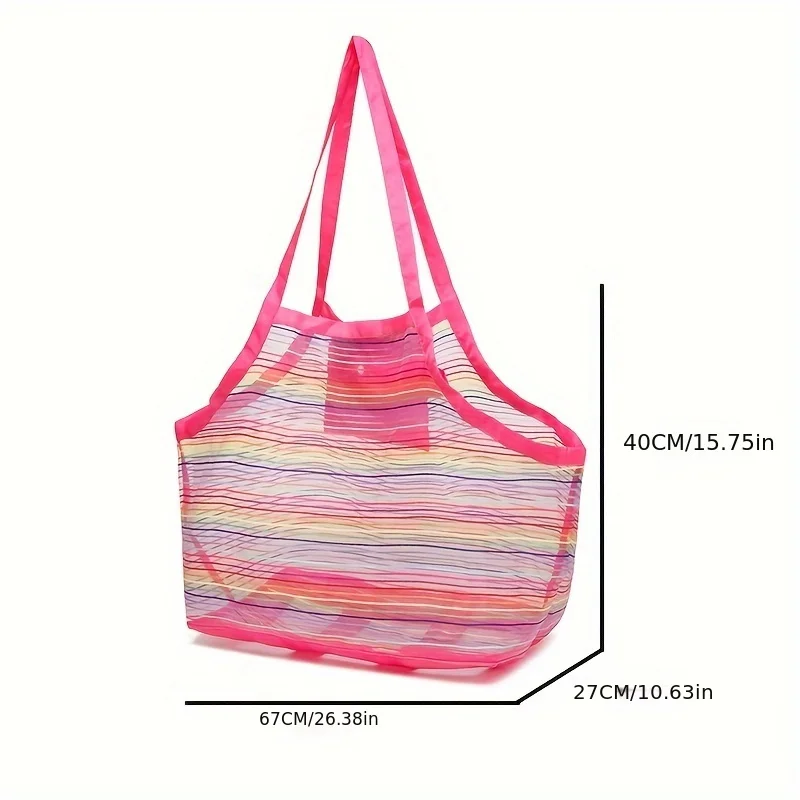 Colorful Mesh Beach Bag Extra Large Beach Bags and Handbag Backpack for Holding Towels Outdoor Beach Toys Organizer Totes