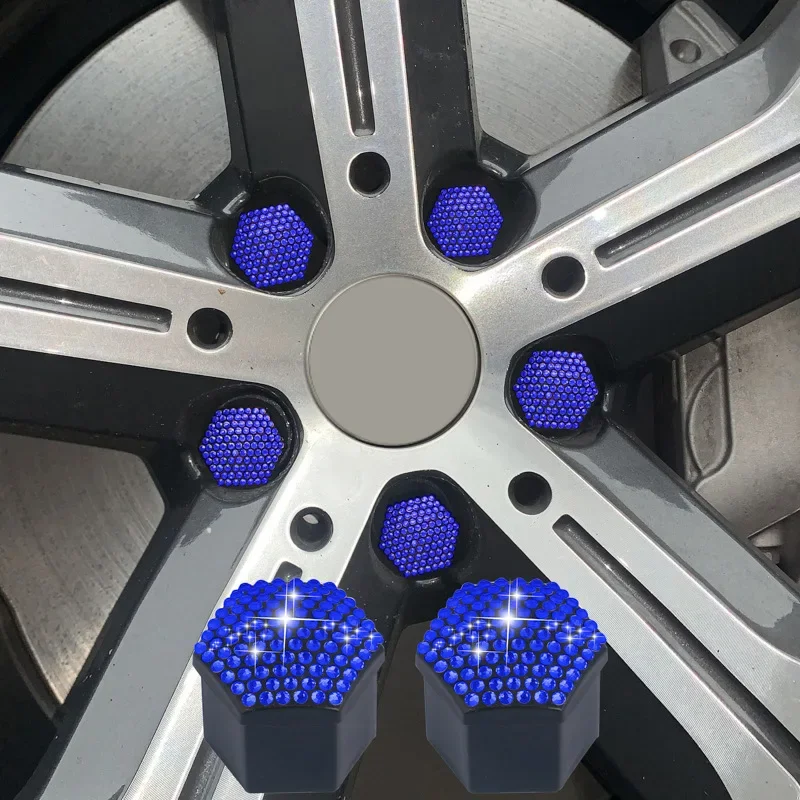 1Set 17/19/21mm Car Tire Screw Protection Cover Diamond-studded Hub Caps Anti-Rust Wheel Nut Rim Cover Wheel Nut Caps Gift